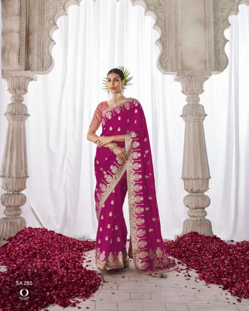 LATEST DESIGNER FANCY WEDDING PARTY WEAR HEAVY RANI BANARASI SILK SAREE SM KM ASIANA 255