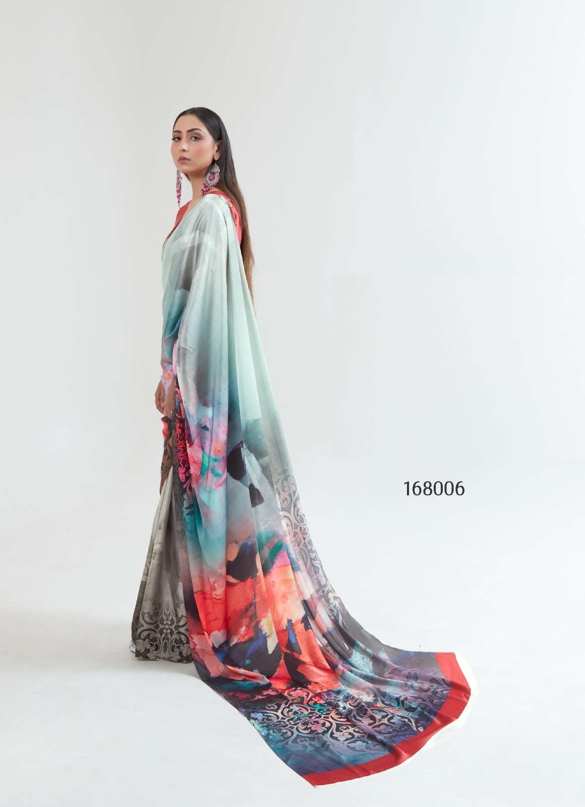 LATEST DESIGNER FANCY WEDDING PARTY WEAR JAPAN CREPE SILK INDIAN PRINTED SAREE SM RJT 168006