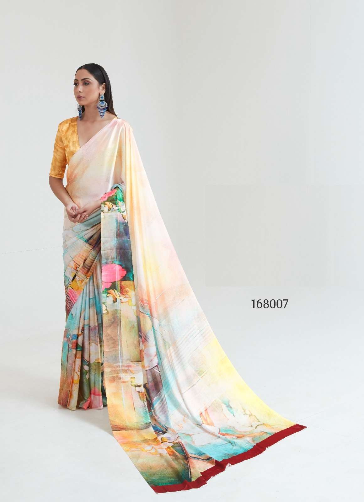 LATEST DESIGNER FANCY WEDDING PARTY WEAR JAPAN CREPE SILK INDIAN PRINTED SAREE SM RJT 168007