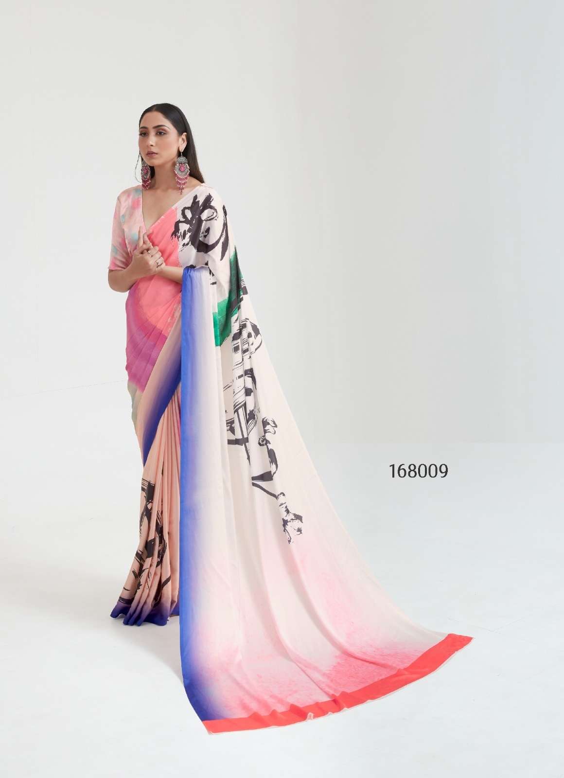 LATEST DESIGNER FANCY WEDDING PARTY WEAR JAPAN CREPE SILK INDIAN PRINTED SAREE SM RJT 168009