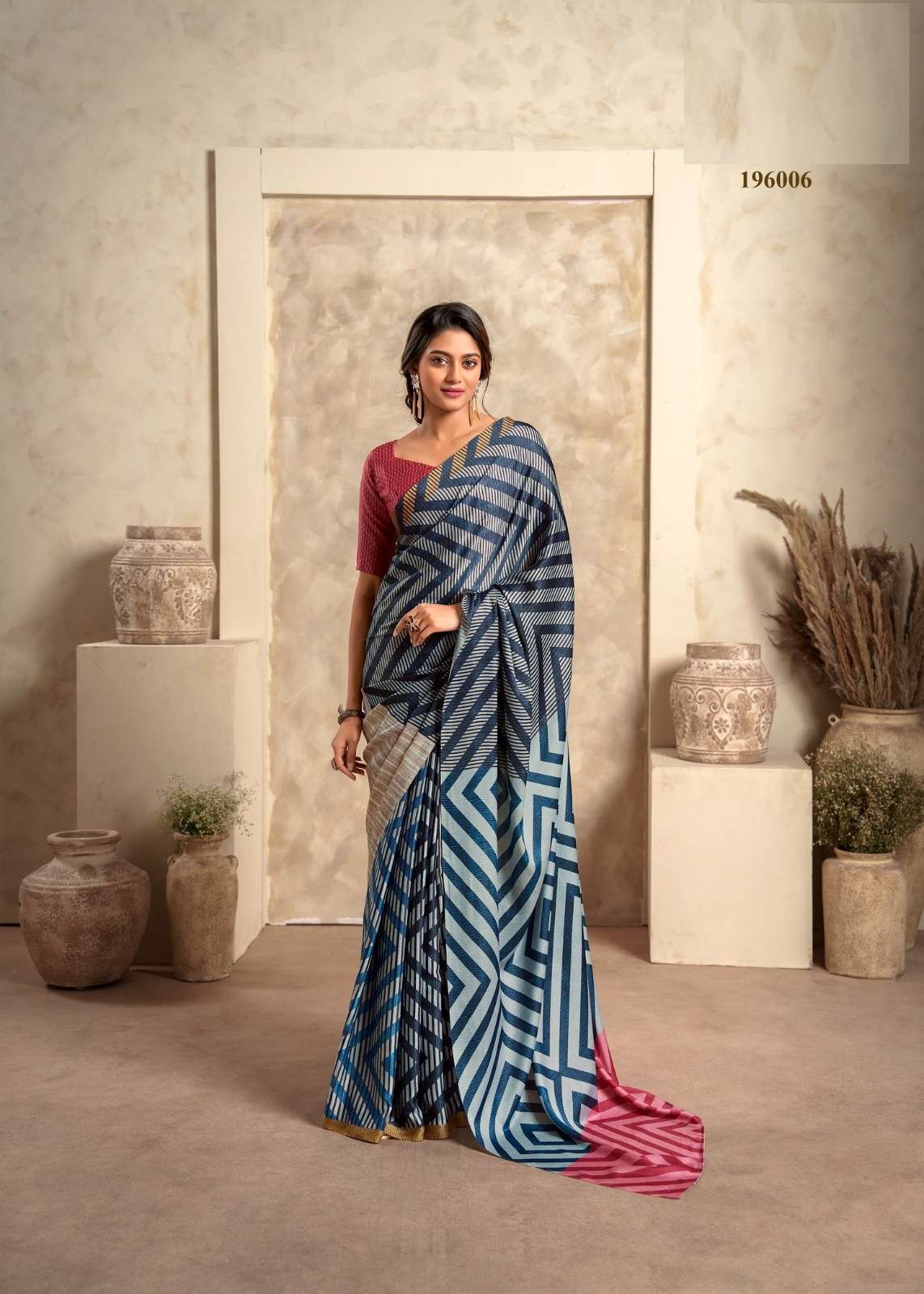 LATEST DESIGNER FANCY WEDDING PARTY WEAR SATIN SILK INDIAN BLUE SAREE WITH SM RJPT 196006