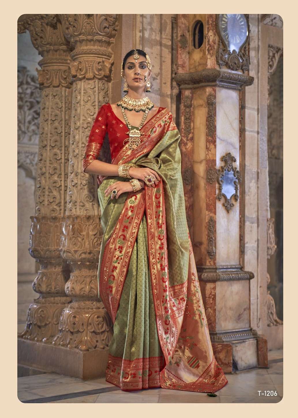 NEW DESIGNER FANCY WEDDING PARTY WEAR INDIAN GREEN PATOLA SILK SAREE SM RATH MANDIRA 1206