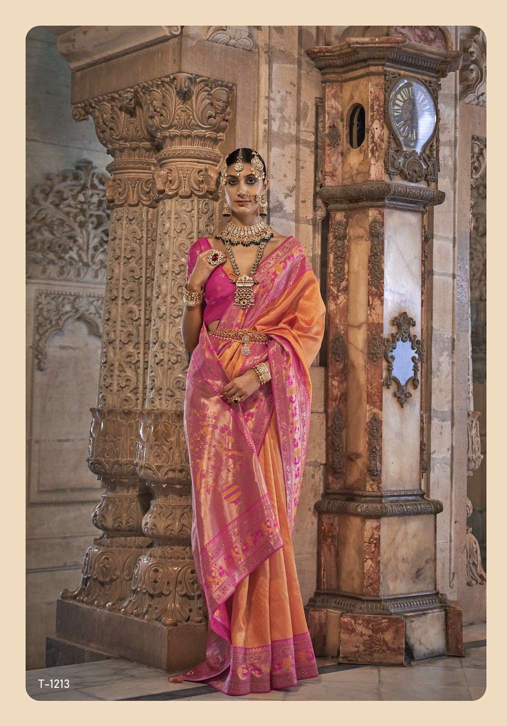 NEW DESIGNER FANCY WEDDING PARTY WEAR INDIAN ORANGE PATOLA SILK SAREE SM RATH MANDIRA 1213