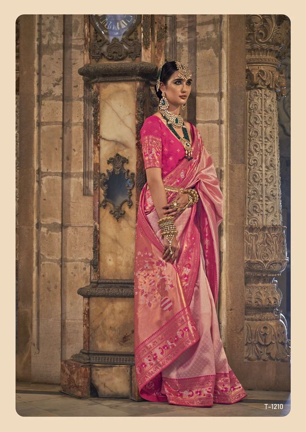 NEW DESIGNER FANCY WEDDING PARTY WEAR INDIAN PINK PATOLA SILK SAREE SM RATH MANDIRA 1210