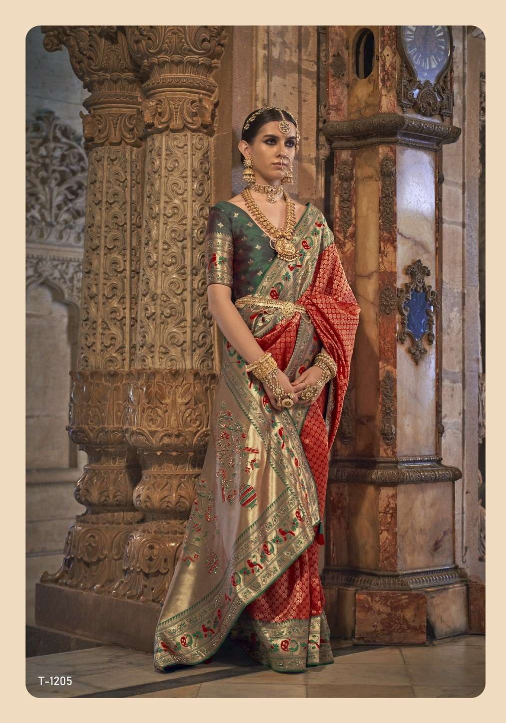 NEW DESIGNER FANCY WEDDING PARTY WEAR INDIAN RED PATOLA SILK SAREE SM RATH MANDIRA 1205