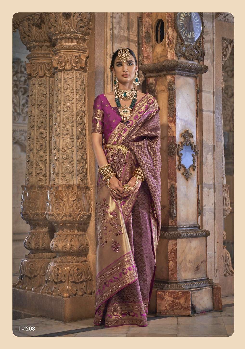 NEW DESIGNER FANCY WEDDING PARTY WEAR INDIAN WINE PATOLA SILK SAREE SM RATH MANDIRA 1208