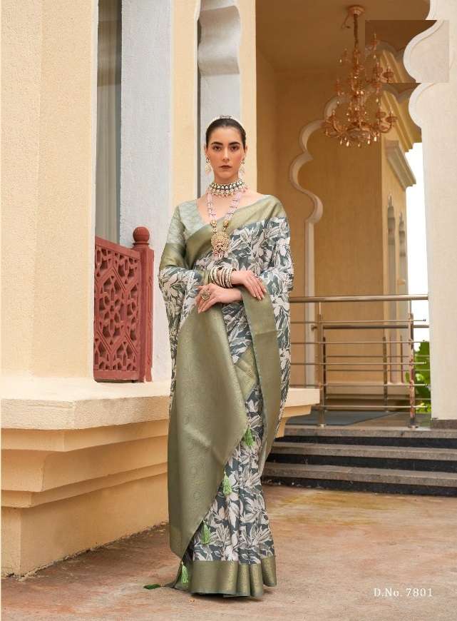 NEW DESIGNER FANCY WEDDING PARTY WEAR WEAVING GREEN INDIAN SILKSAREE SM PANKH 7801