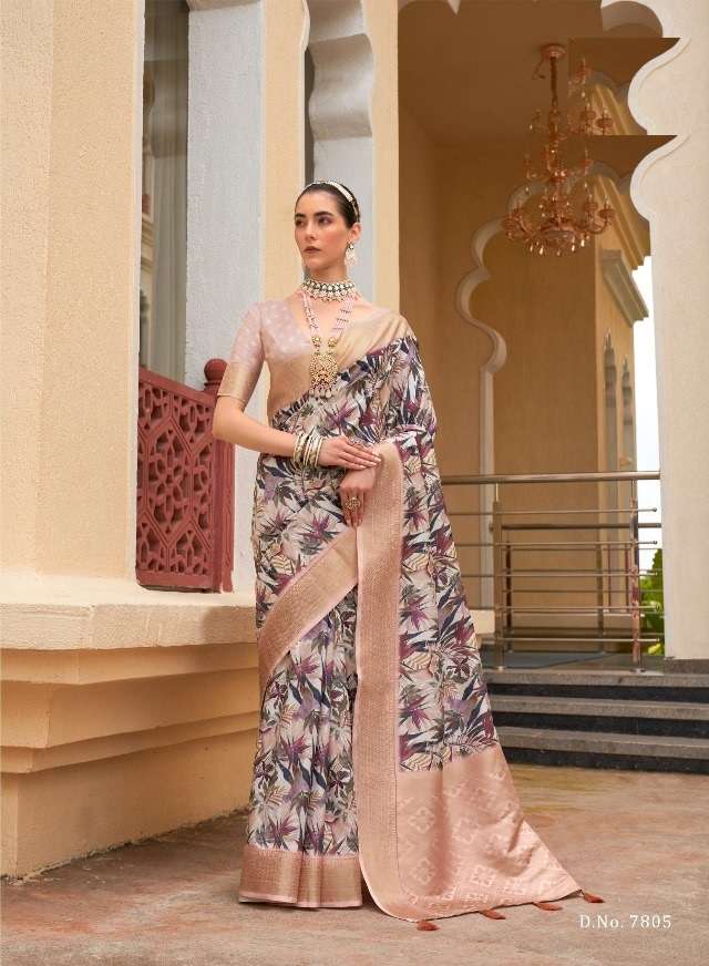 NEW DESIGNER FANCY WEDDING PARTY WEAR WEAVING PEACE INDIAN SILKSAREE SM PANKH 7805