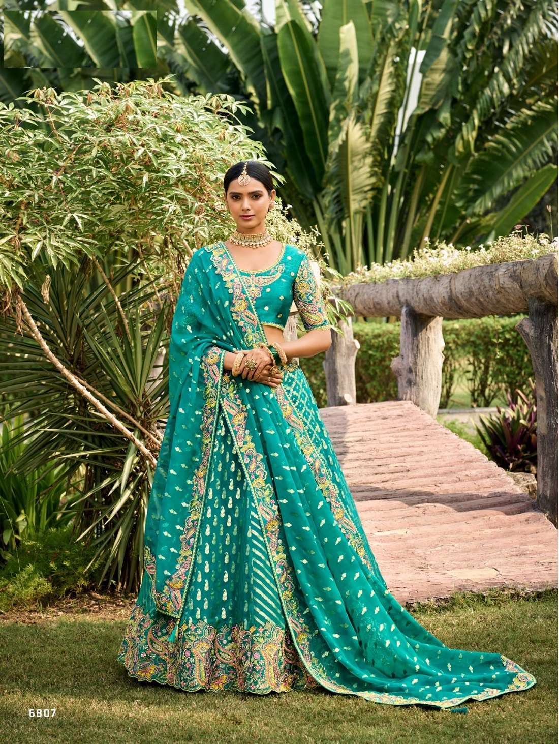 DESIGNER BRIDAL WEDDING WEAR HEAVY SKY BLUE SILK LEHENGA CHOLI WITH AARI HAND WORK SM TATHASTU 6807