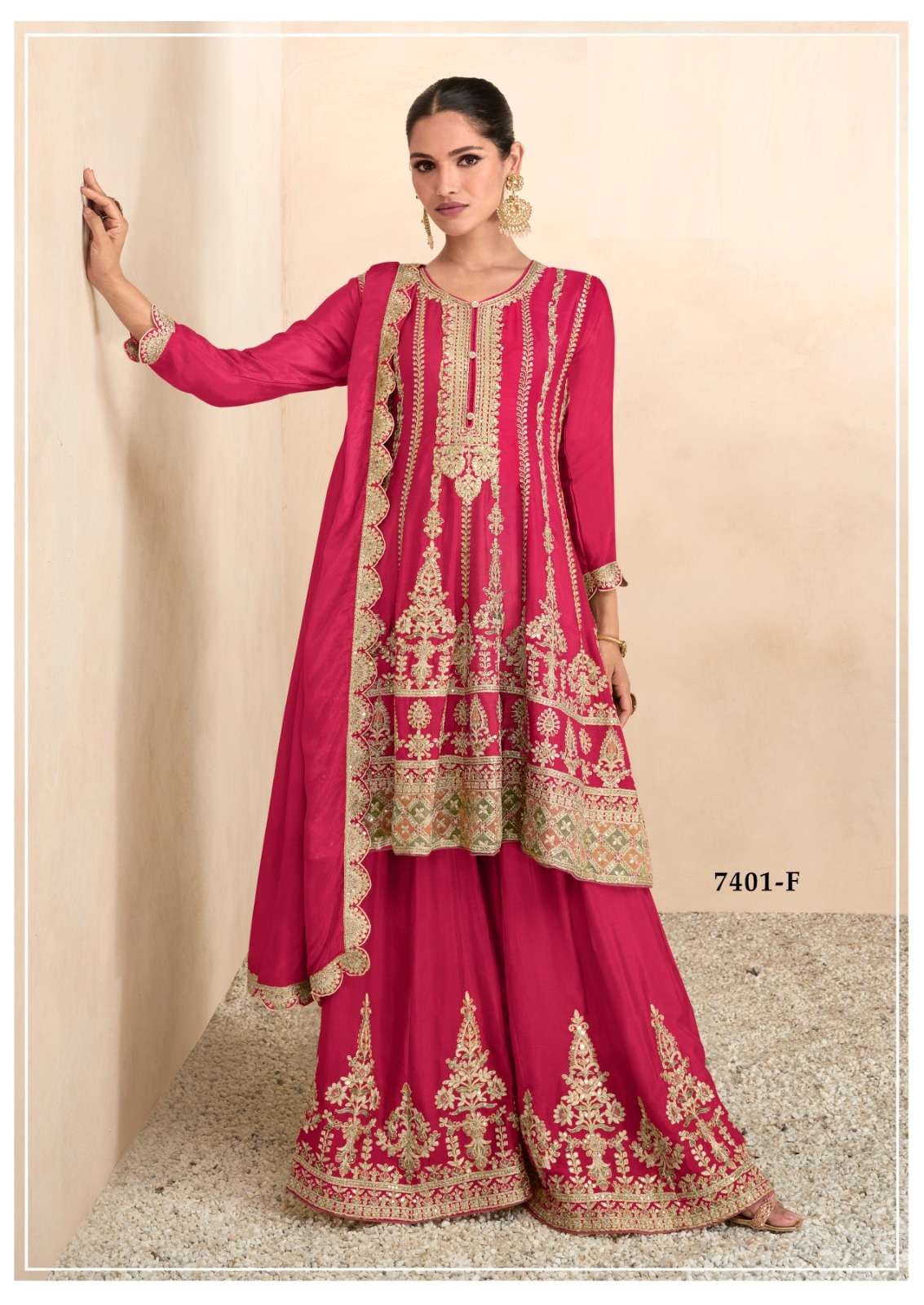 DESIGNER FANCY PARTY READY TO WEAR PAKISTANI FANCY PREMIUM SILK RED SALWAR SUIT AF PREET 7401F