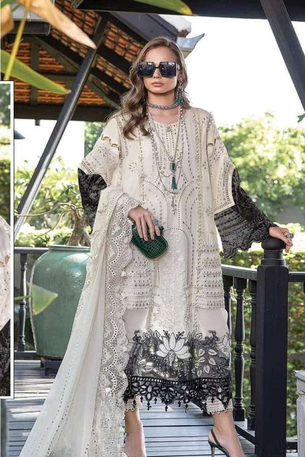 DESIGNER FANCY WEDDING PARTY WEAR FAUX GEORGETTE STRAIGHT INDIAN PAKISTANI WHITE SALWAR SUIT JG 5111A