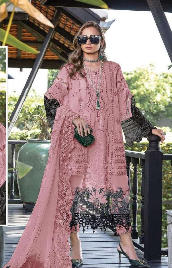 DESIGNER FANCY WEDDING PARTY WEAR FAUX GEORGETTE STRAIGHT INDIAN PAKISTANI PINK SALWAR SUIT JG 5111B