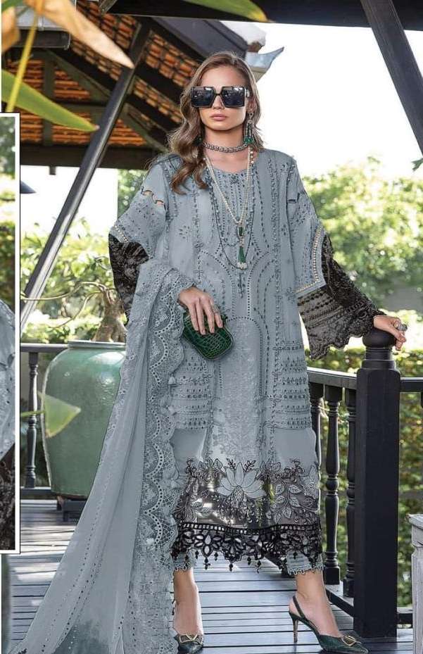 DESIGNER FANCY WEDDING PARTY WEAR FAUX GEORGETTE STRAIGHT INDIAN PAKISTANI GREY SALWAR SUIT JG 5111C