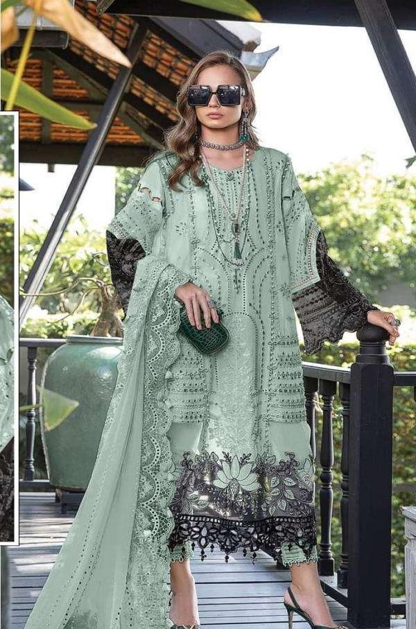 DESIGNER FANCY WEDDING PARTY WEAR FAUX GEORGETTE STRAIGHT INDIAN PAKISTANI GEEN SALWAR SUIT JG 5111D