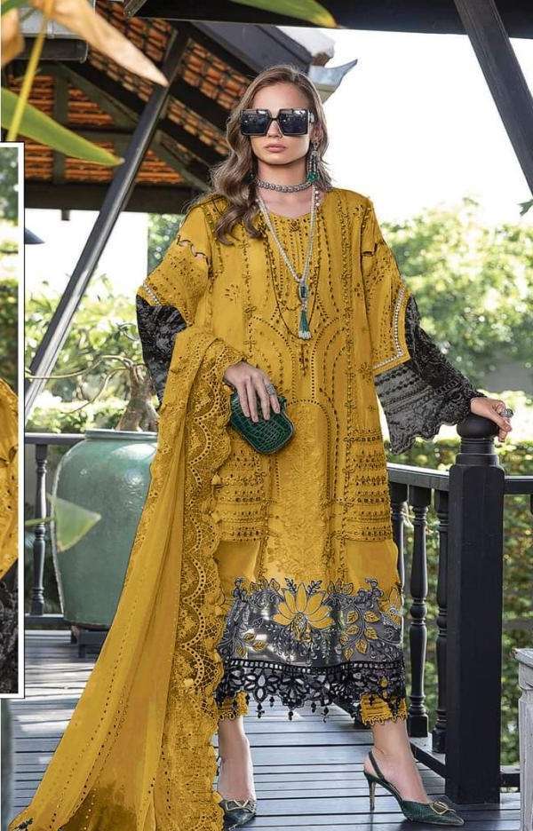 DESIGNER FANCY WEDDING PARTY WEAR FAUX GEORGETTE STRAIGHT INDIAN PAKISTANI YELLOW SALWAR SUIT JG 5111L