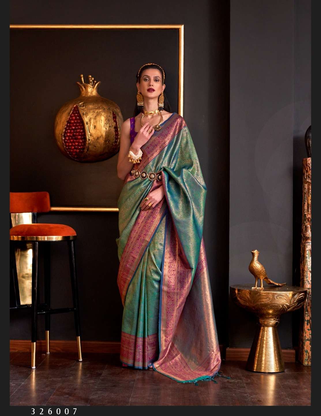 DESIGNER FANCY WEDDING PARTY WEAR GREEN INDIAN SILK SAREE ONLINE SM RJT KAMIYA SILK 326007