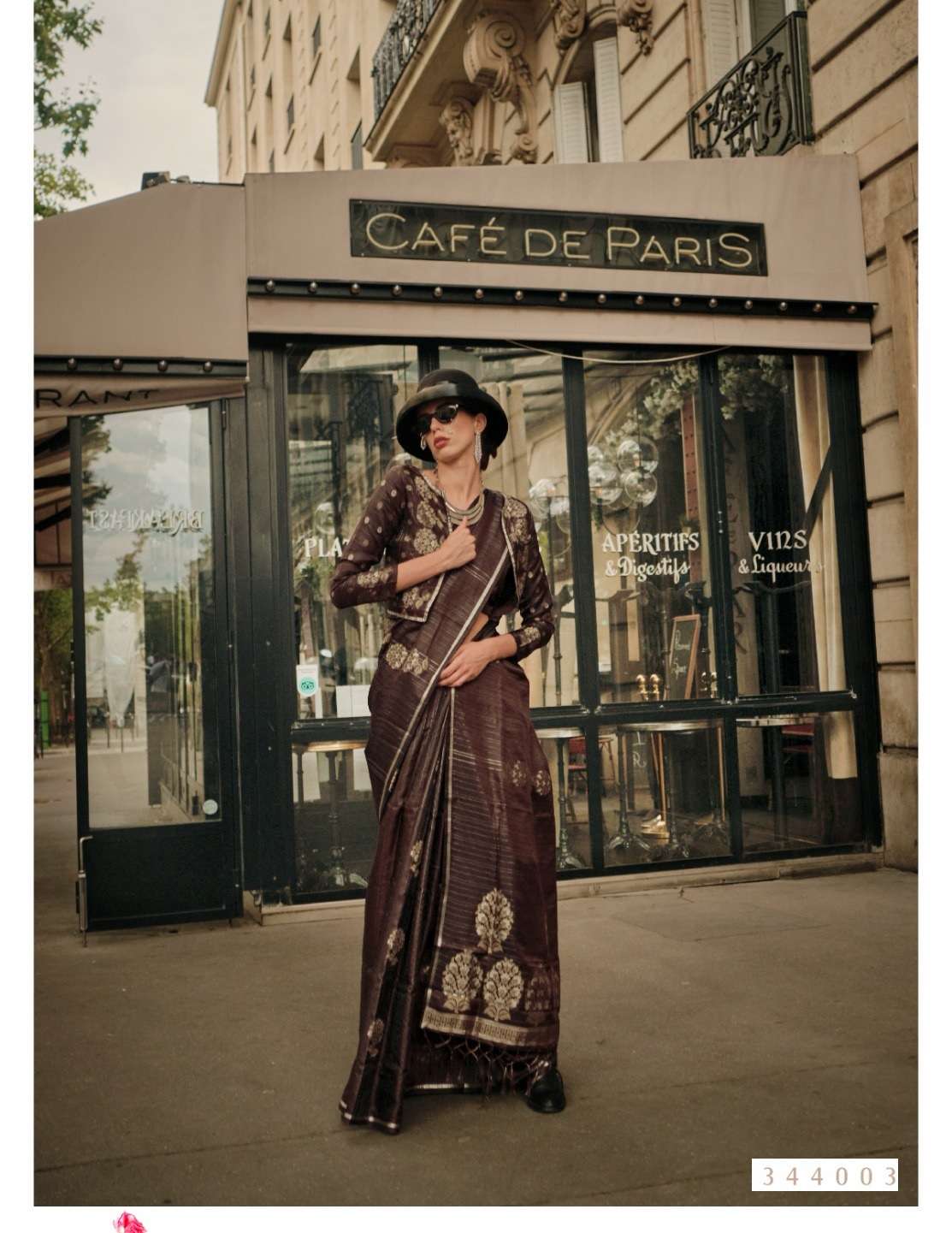 DESIGNER FANCY WEDDING PARTY WEAR INDIAN BROWN SILK SAREE ONLINE SM RJT KRONIVLE SILK 344003