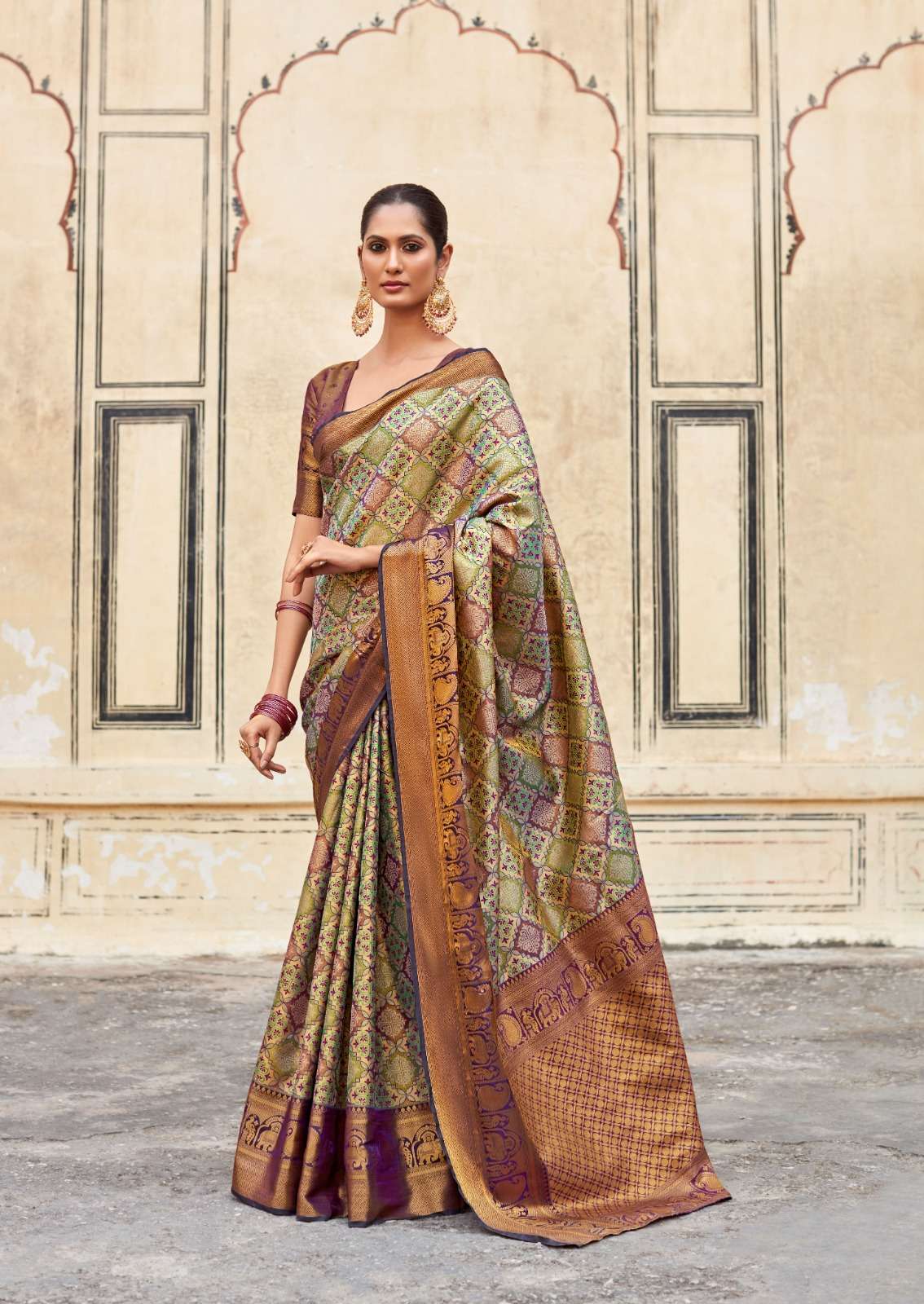 DESIGNER FANCY WEDDING PARTY WEAR INDIAN GREEN SILK SAREE ONLINE SM RJYG 28002