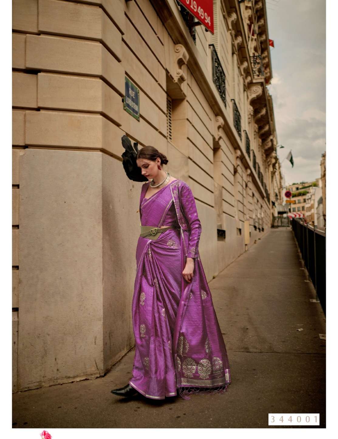 DESIGNER FANCY WEDDING PARTY WEAR INDIAN LAVENDER SILK SAREE ONLINE SM RJT KRONIVLE SILK 344001