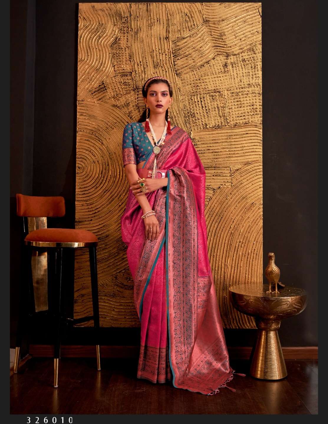 DESIGNER FANCY WEDDING PARTY WEAR PINK INDIAN SILK SAREE ONLINE SM RJT KAMIYA SILK 326010