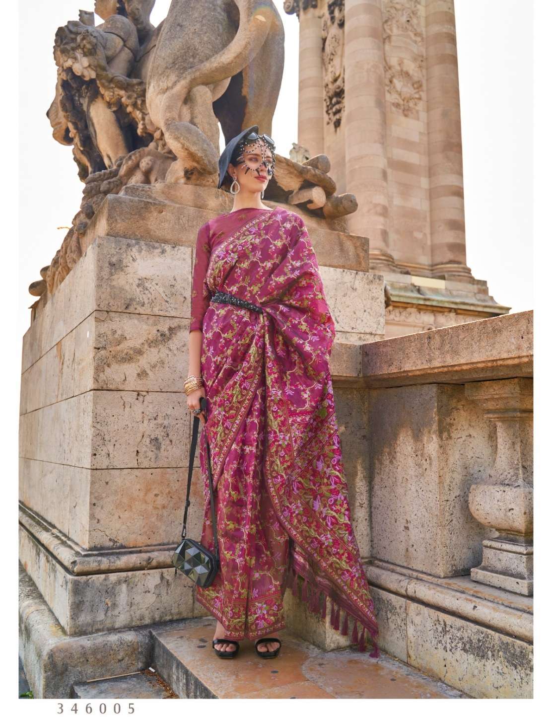 DESIGNER FANCY WEDDING PARTY WEAR RED INDIAN ORGANZA SILK SAREE SM RJT KAARSI 346005