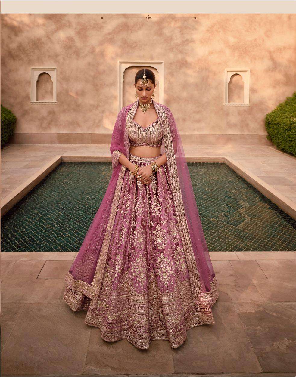 DESIGNER PREMIUM PINK INDIAN WEDDING BRIDAL LEHENGA CHOLI IN LYCRA SILK SY HERITAGE 5384