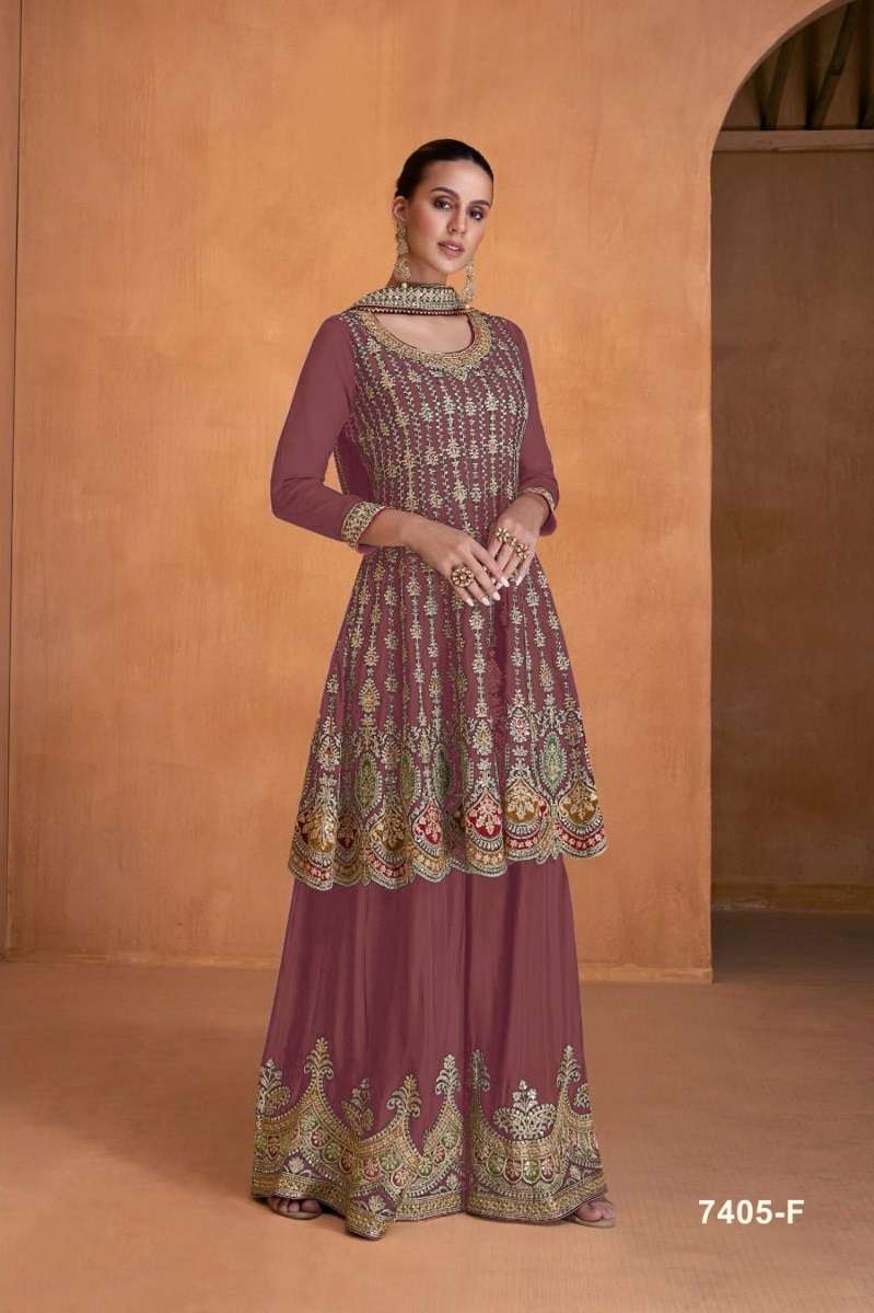 DESIGNER WEDDING PARTY WEAR GEORGETTE INDIAN PINK SHARARA SALWAR SUIT SRH 7405 F