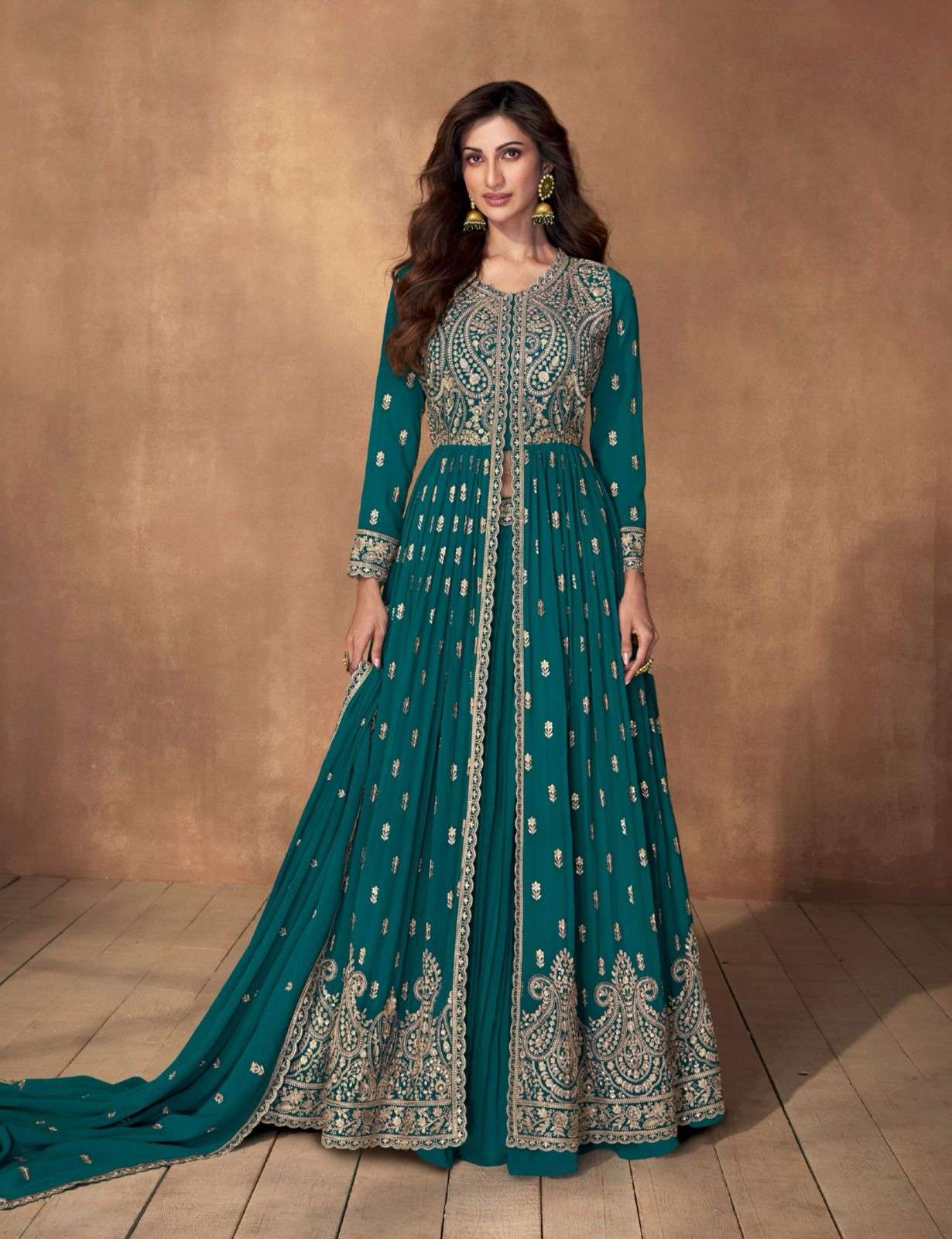 DESIGNER WEDDING PARTY WEAR REAL GEORGETTE ANARKALI DRESS GOWN SALWAR SUIT AF MADHUBALA 9852