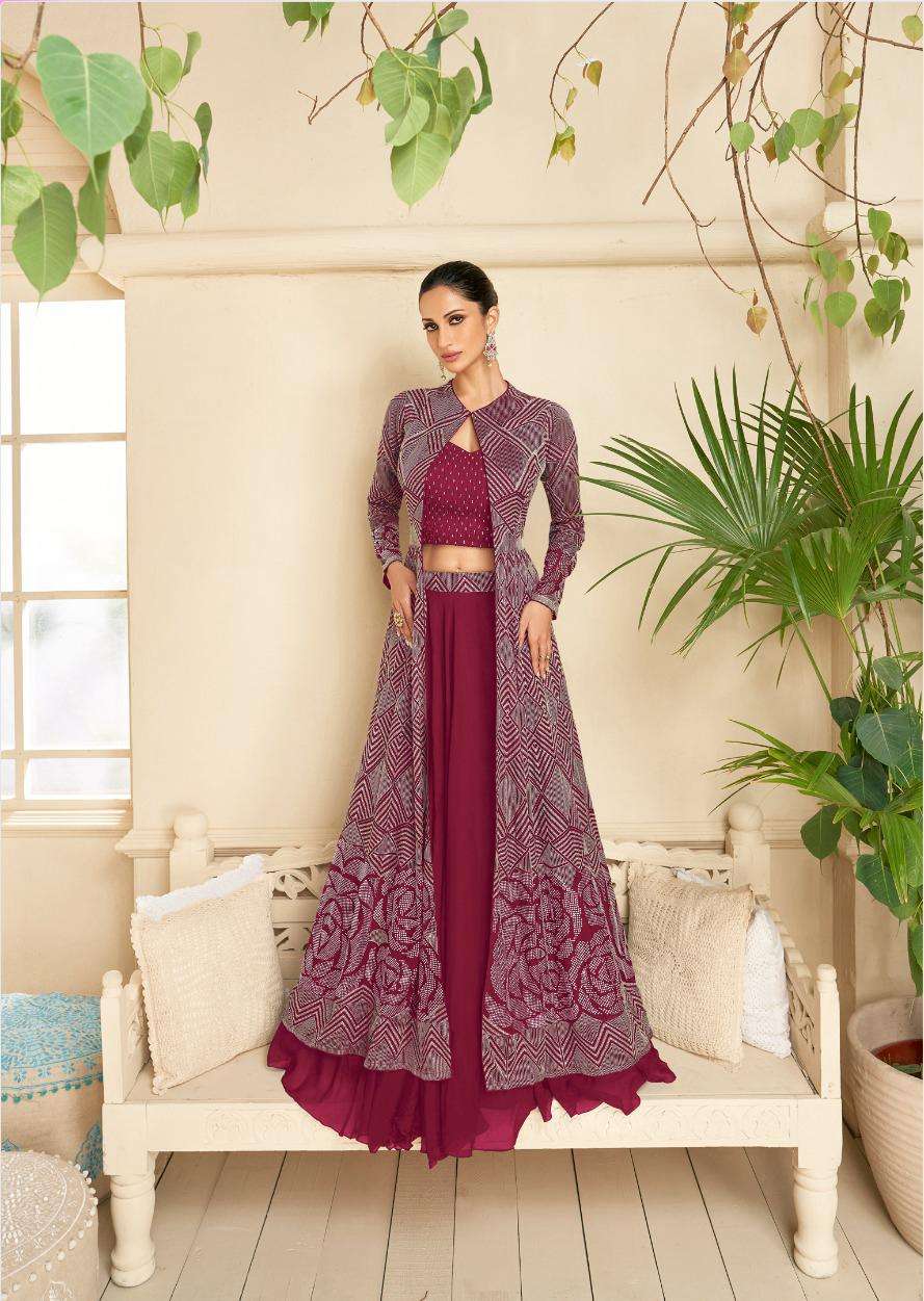 INDIAN BOLLYWOOD DESIGNER PARTY WEAR PINK GEORGETTE KOTI SKIRT SALWAR SUIT THREAD SEQUENCE WORK SY 5288D