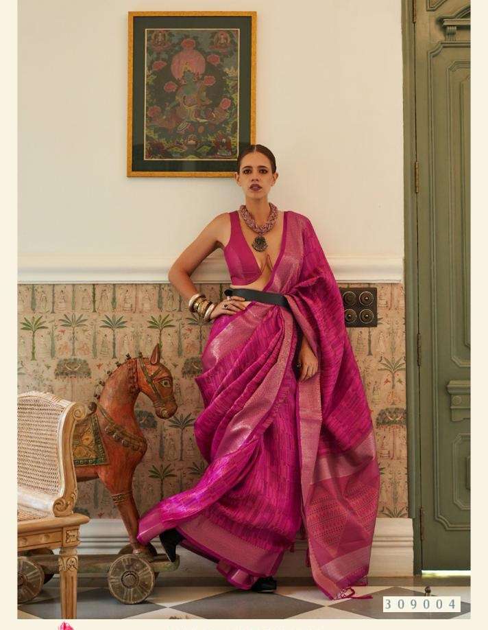 INDIAN DESIGNER FANCY WEDDING PARTY WEAR PINK ORGANZA SILK SAREE SM RJT KALKI 309004