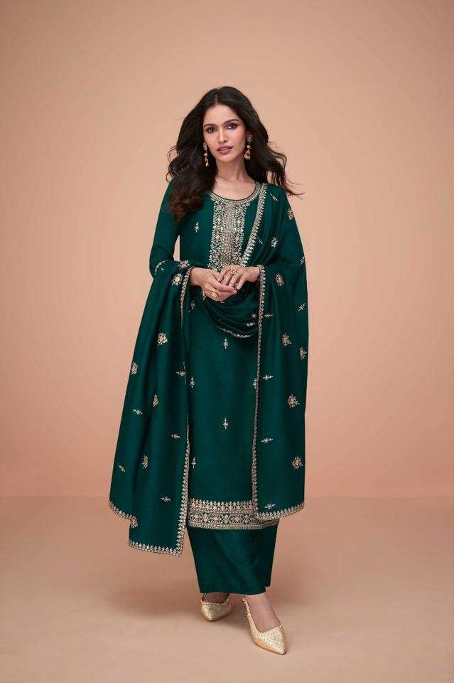 INDIAN DESIGNER FANCY WEDDING PARTY WEAR PREMIUM SILK STRAIGHT SALWAR SUIT 9729