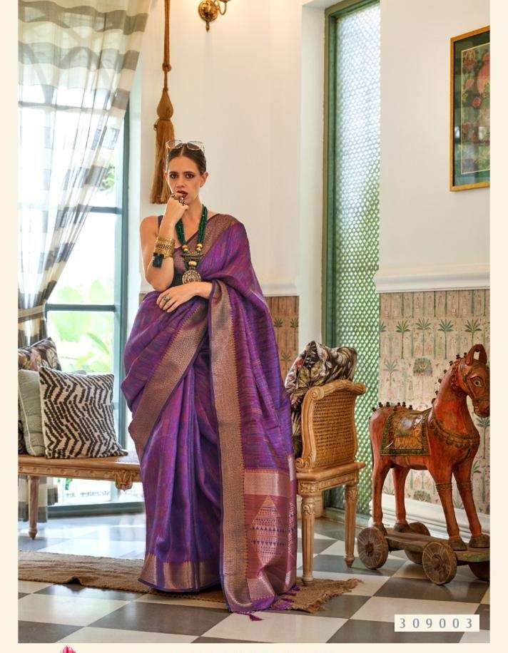 INDIAN DESIGNER FANCY WEDDING PARTY WEAR PURPLE ORGANZA SILK SAREE SM RJT KALKI 309003