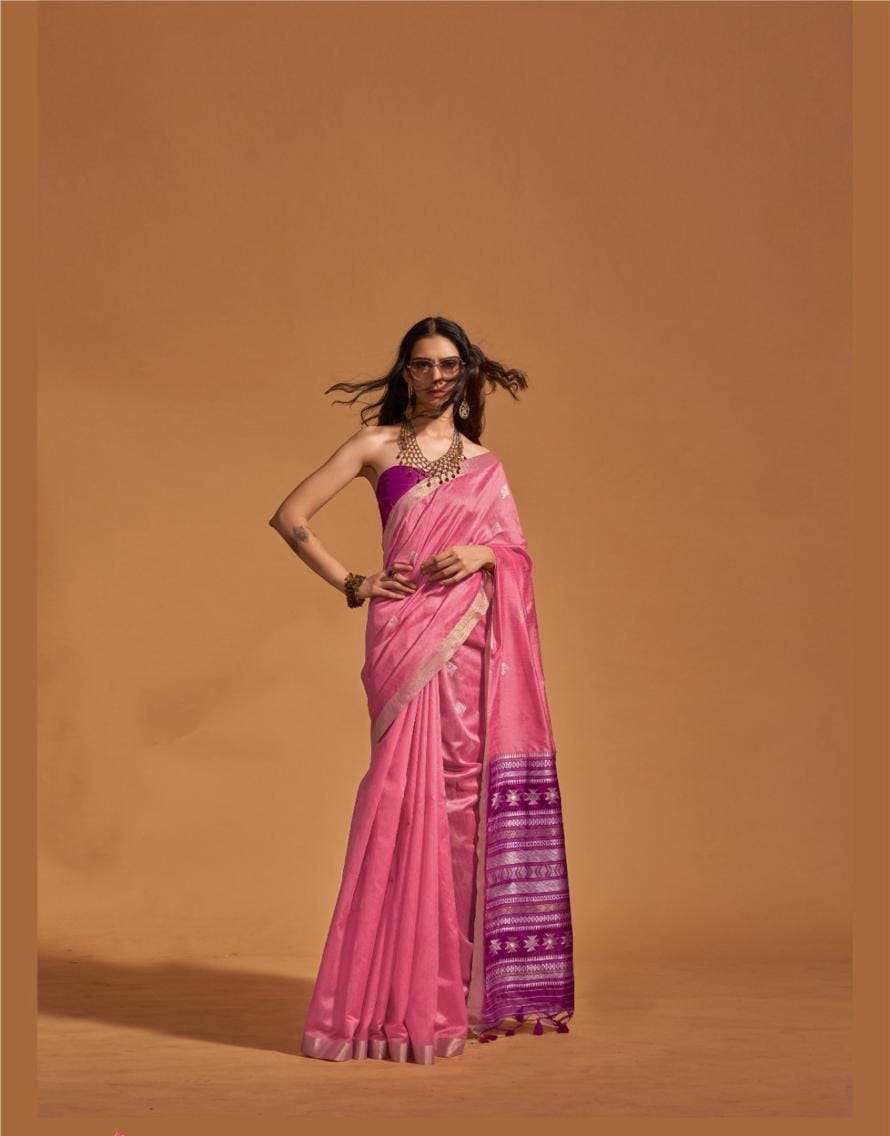 INDIAN DESIGNER WEDDING PARTY WEAR FANCY PINK SILK SAREE WITH SM RJT KANOI 362006