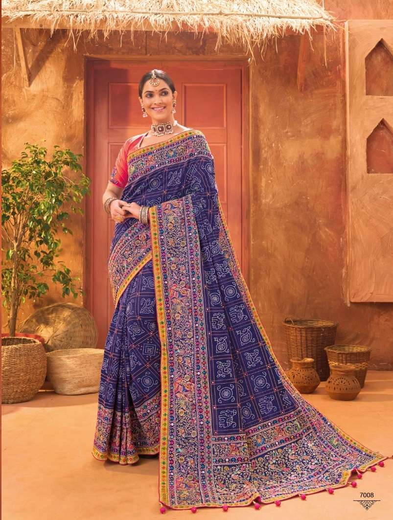 BEST QUALITY DESIGNER WEDDING PARTY WEAR BLUE BANARASI SILK SAREE AT WHOLESALE RATE MN SAREE KACHCHI WORK-4-7008