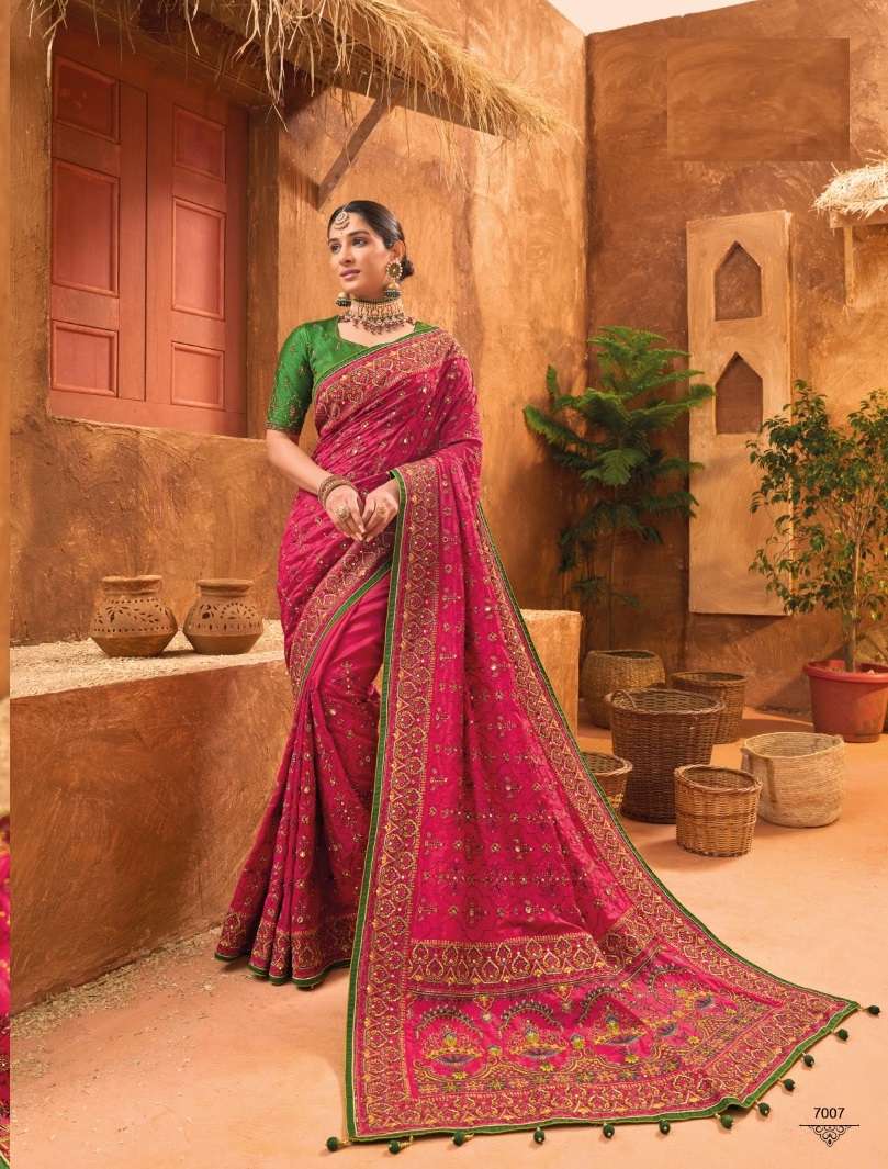 BEST QUALITY DESIGNER WEDDING PARTY WEAR RED BANARASI SILK SAREE AT WHOLESALE RATE MN SAREE KACHCHI WORK-4-7007