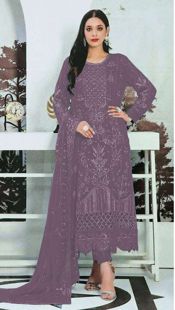 DESIGNER FANCY PARTY WEAR INDIAN PAKISTANI LAVENDER SALWAR SUIT IN FAUX GEORGETTE JG 1525 I