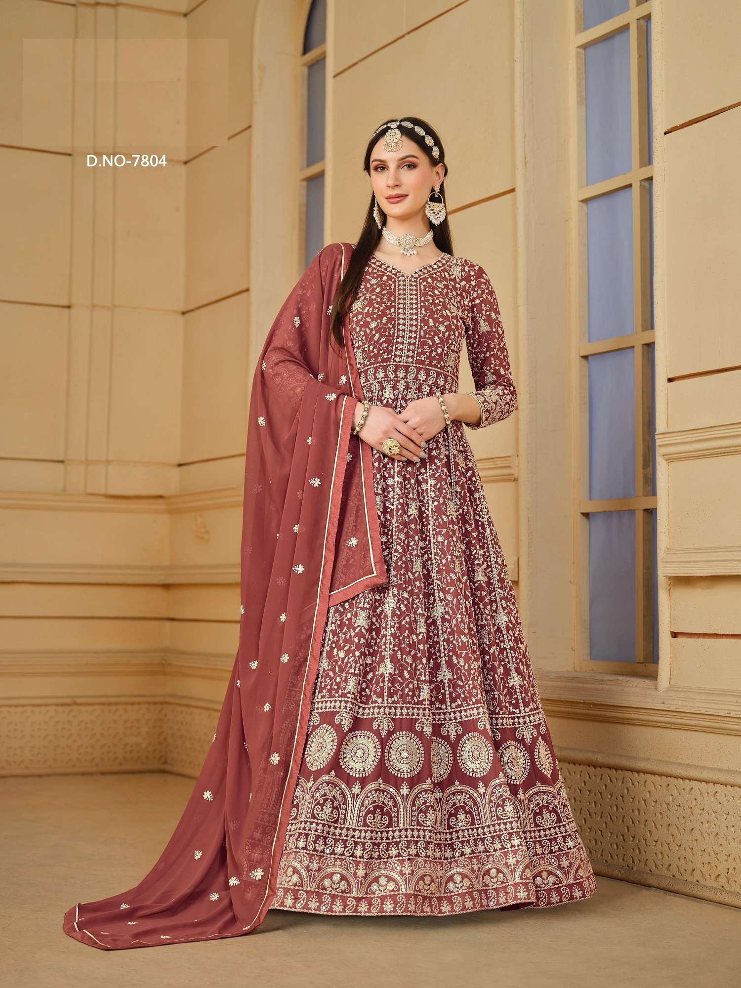 DESIGNER FANCY WEDDING PARTY WEAR GEORGETTE RED ANARKALI SALWAR SUIT GOWN DRESS ANY 7804