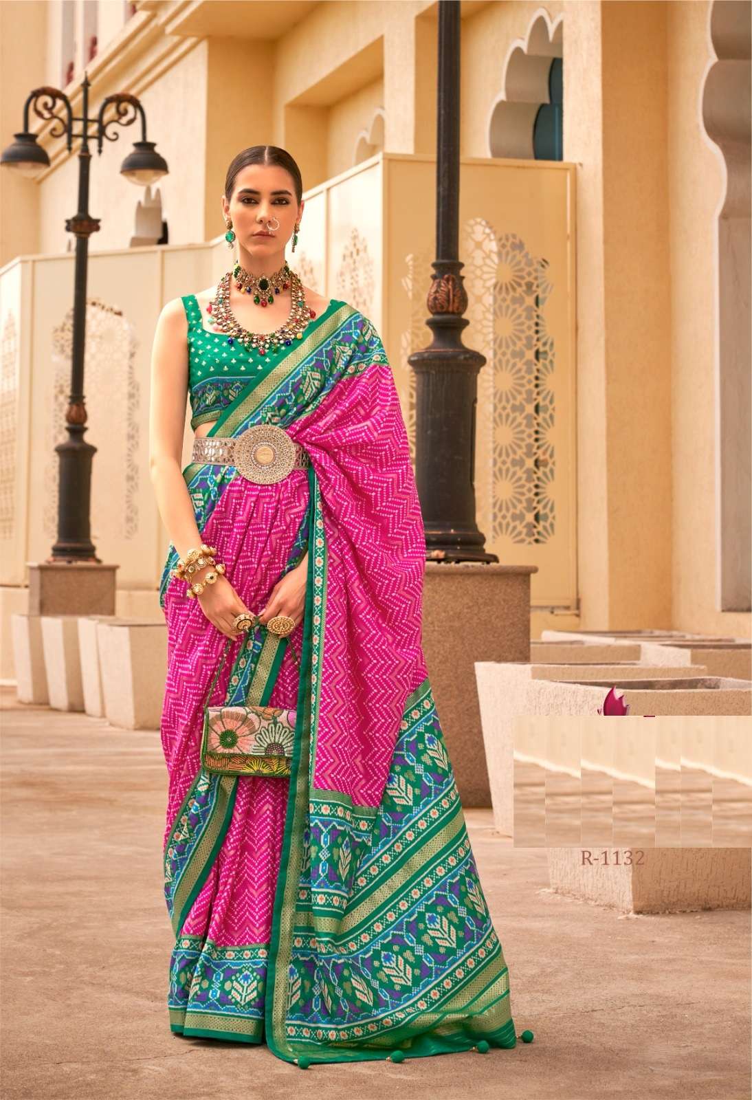 DESIGNER FANCY WEDDING PARTY WEAR INDIAN BANARASI SILK PINK SAREE ONLINE SM RW SHAGUN PATOLA 1132