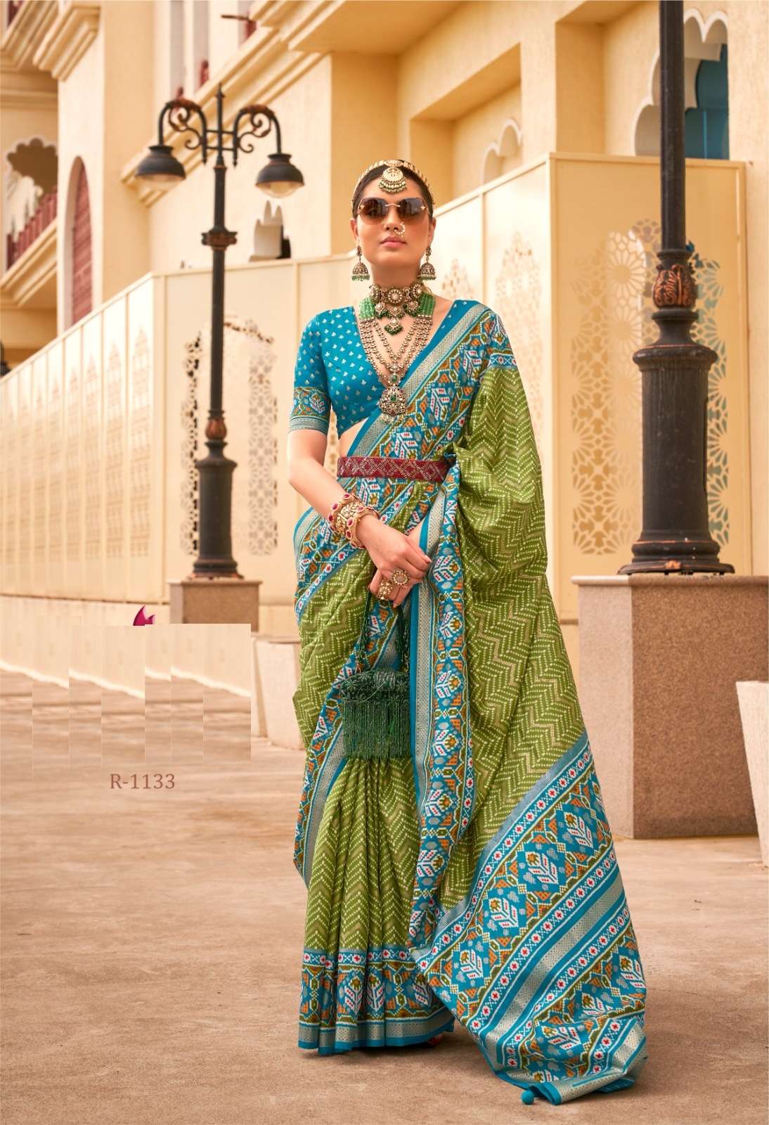 DESIGNER FANCY WEDDING PARTY WEAR INDIAN BANARASI SILK GREEN SAREE ONLINE SM RW SHAGUN PATOLA 1133