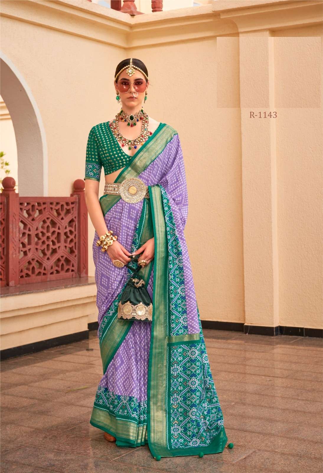 DESIGNER FANCY WEDDING PARTY WEAR INDIAN BANARASI SILK LAVENDER SAREE ONLINE SM RW SHAGUN PATOLA 1143