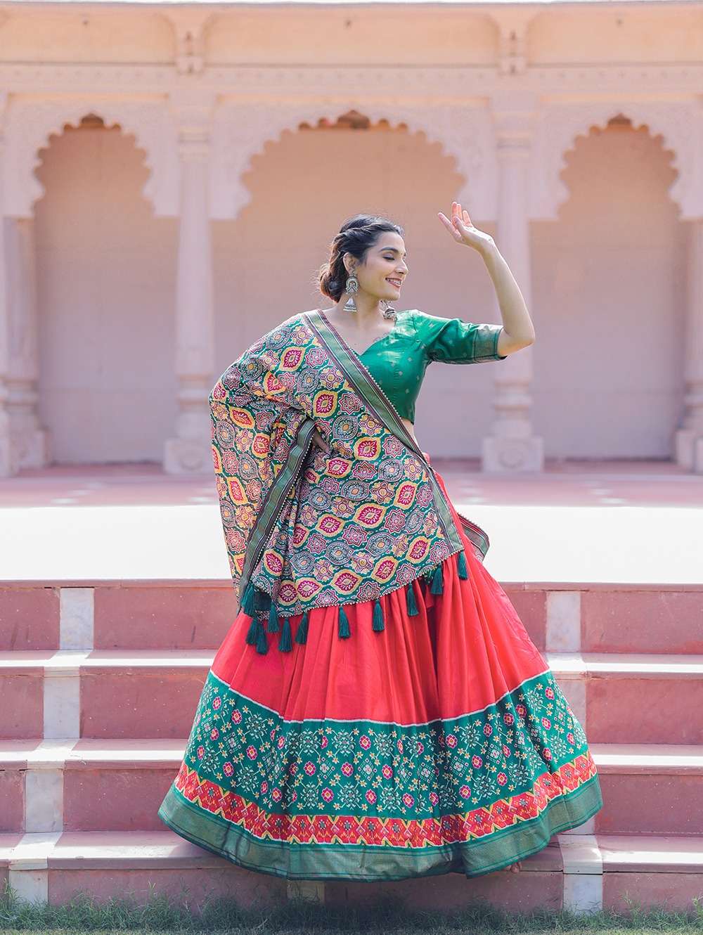 DESIGNER FANCY WEDDING PARTY WEAR INDIAN RED DOLA SILK LEHENGA CHOLI WITH SILK DUPATTA COLLECTION PC 1652