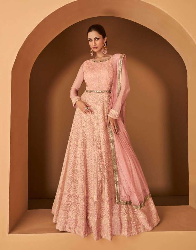 DESIGNER WEDDING PARTY WEAR GEORGETTE PEACE ANARKALI SALWAR SUIT GOWN WITH DUPATTA SY ARYA 5278