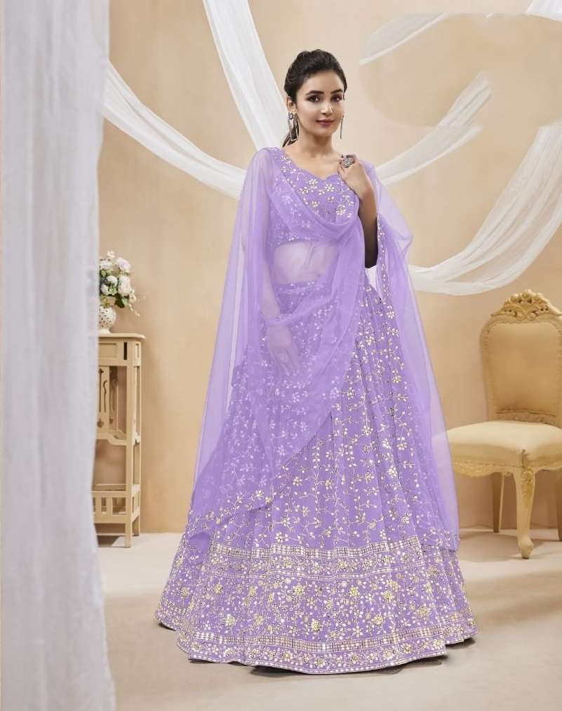 INDIAN BOLLYWOOD DESIGNER FANCY WEDDING PARTY WEAR LAVENDER GEORGETTE LEHENGA 406