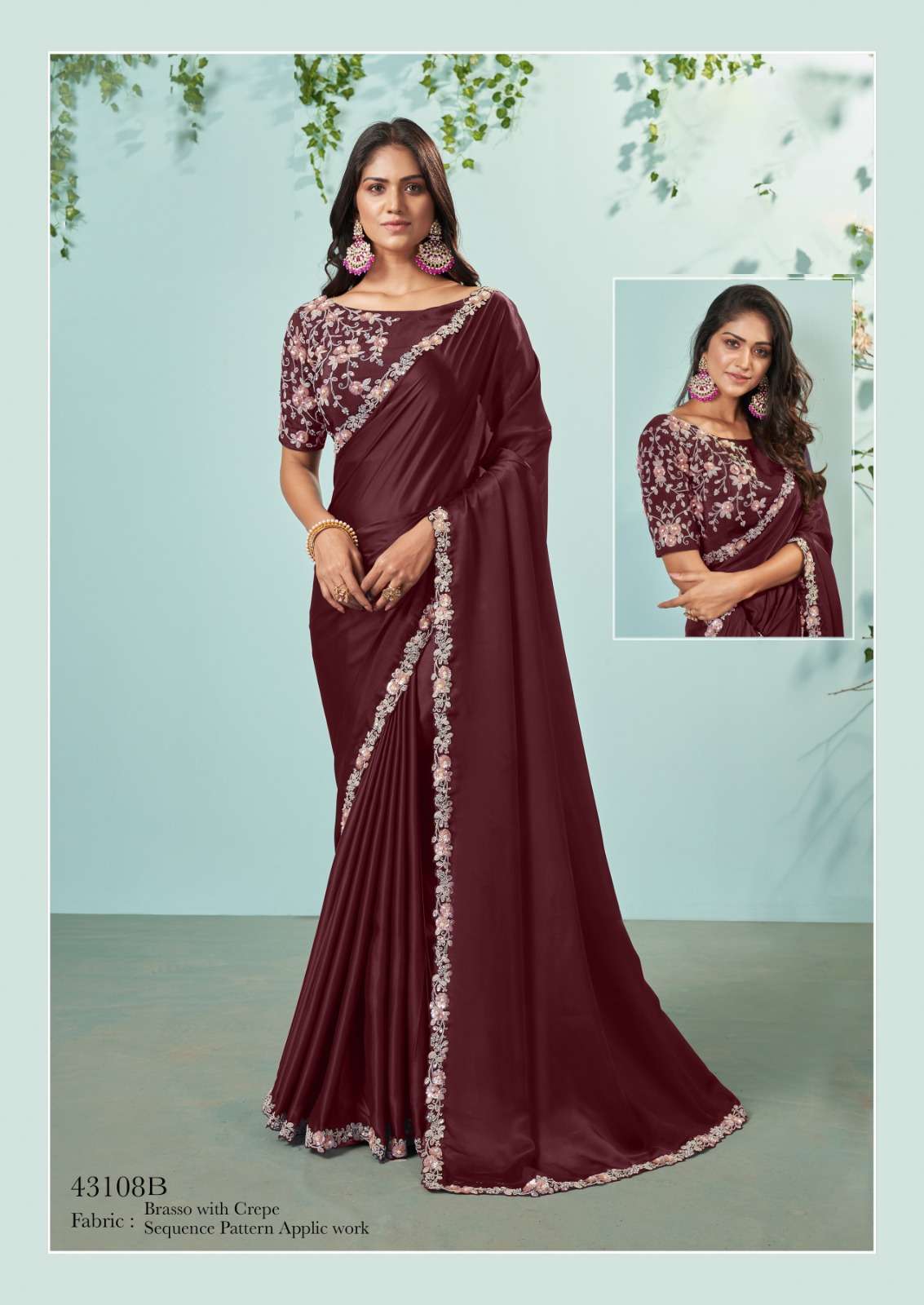 LATEST DESIGNER FANCY WEDDING PARTY WEAR MAROON FANCY SILK INDIAN SAREE WITH SM TFH 43108 B