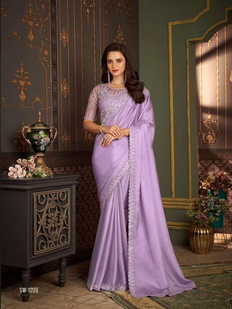 Lavender Silk Wedding Contemporary Saree