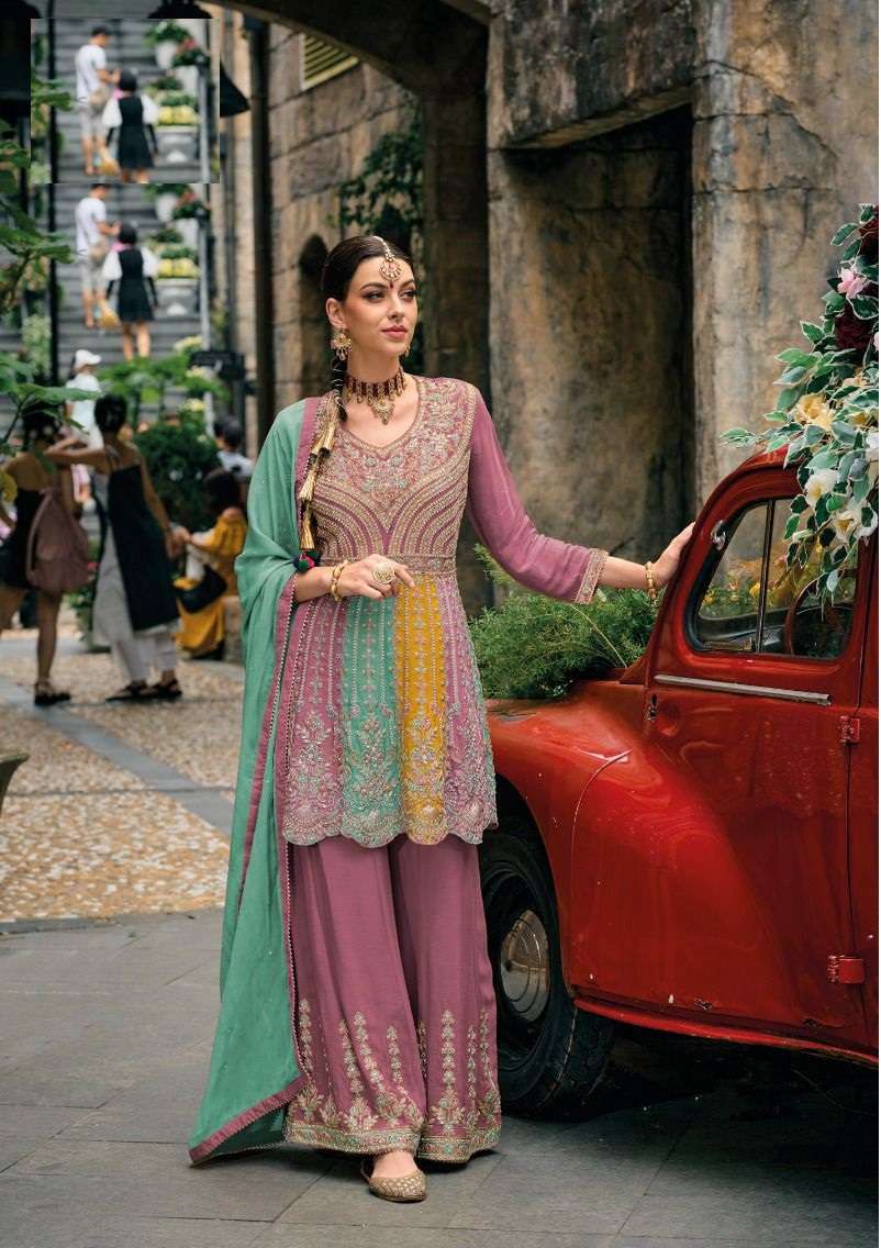 NEW DESIGNER READY TO WEAR PARTY WEAR CHINON INDIAN PAKISATNI GREEN SHARARA SALWAR SUIT RH BARBIE 1608 A