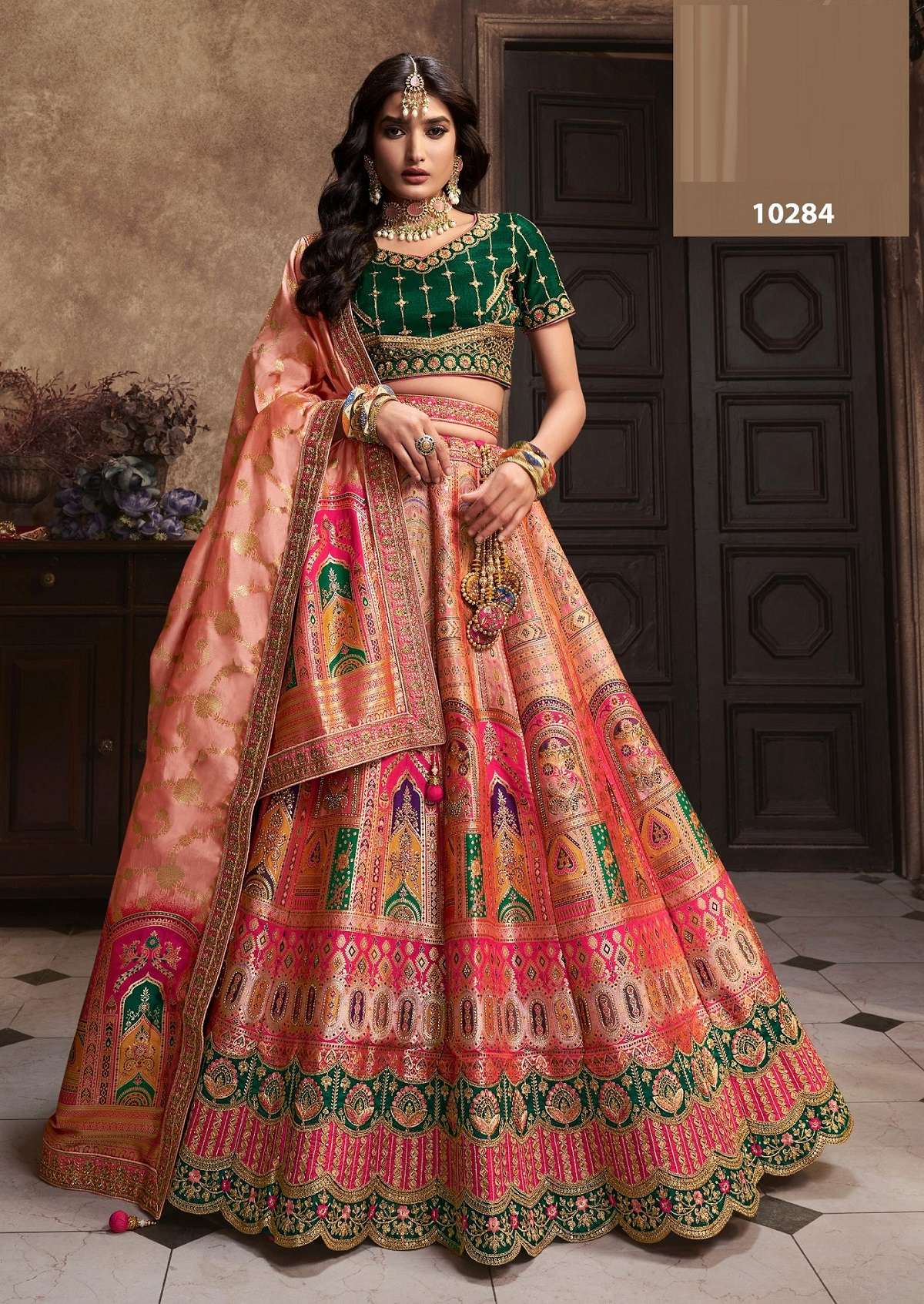 Shop Aari Work Net A Line Lehenga Choli Online In UK