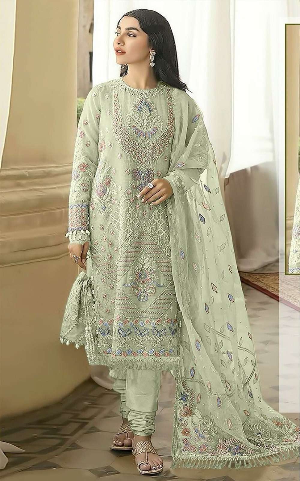 DESIGNER FANCY WEDDING PARTY WEAR FAUX GEORGETTE STRAIGHT INDIAN PAKISTANI PISTA SALWAR SUIT CPR 5428AB