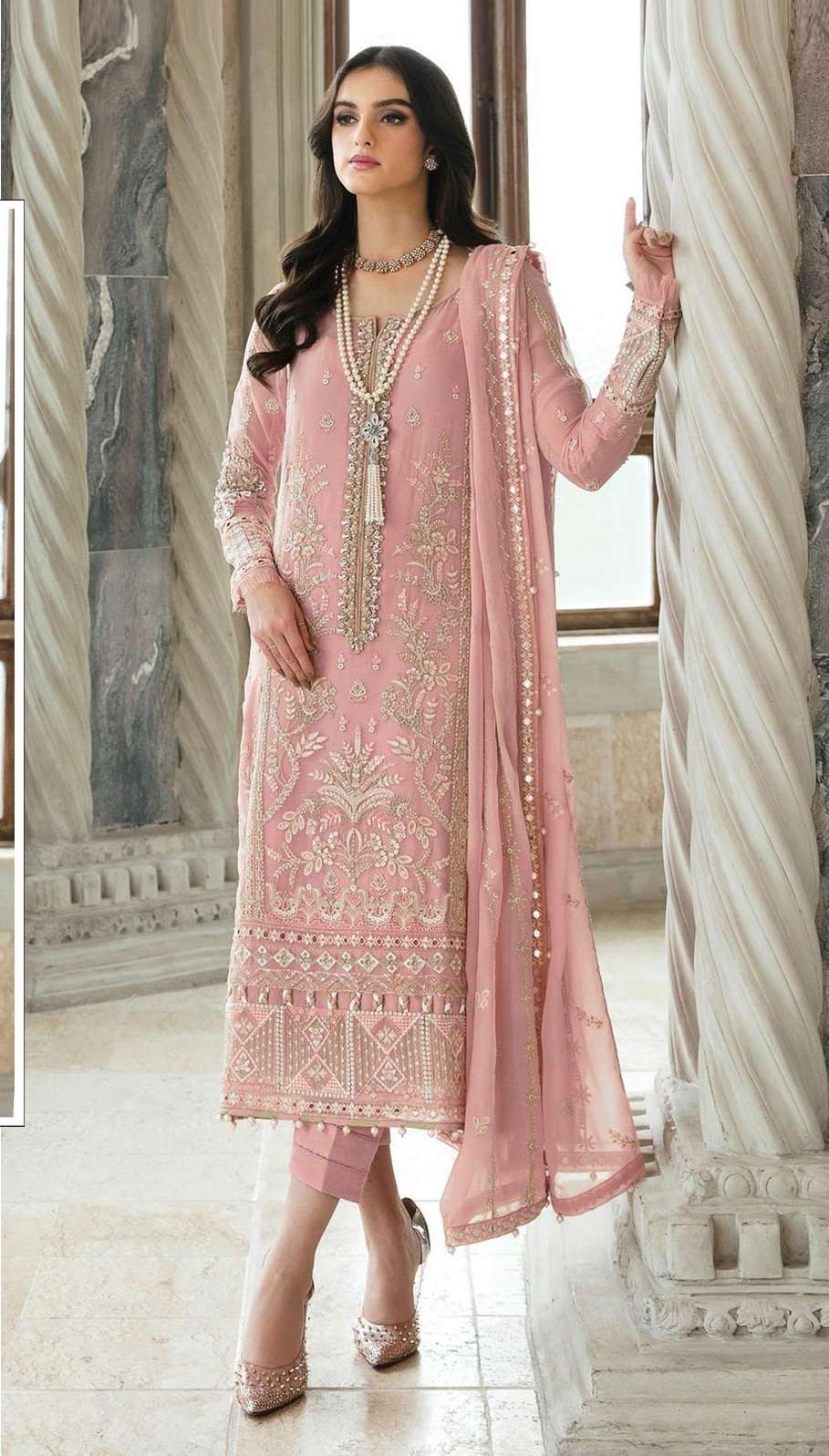 DESIGNER FANCY WEDDING PARTY WEAR FAUX GEORGETTE STRAIGHT INDIAN PAKISTANI PEACE SALWAR SUIT CPR 1037 A