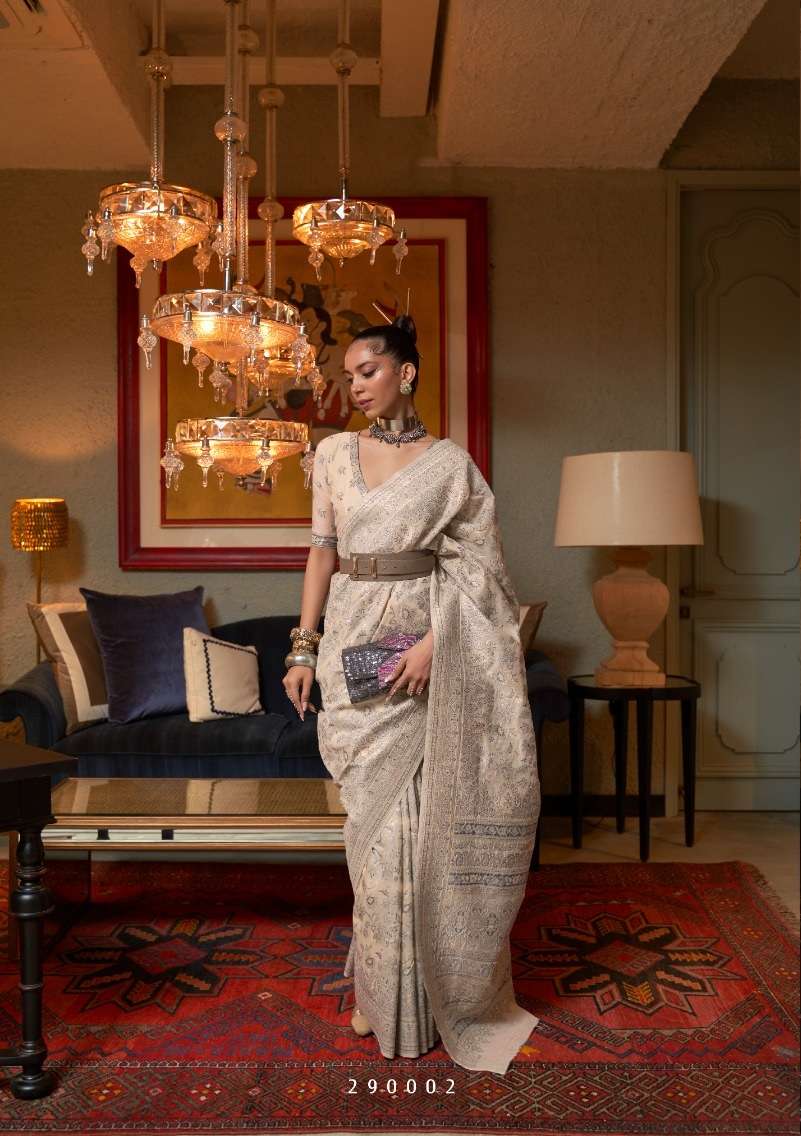 DESIGNER FANCY WEDDING PARTY WEAR INDIAN BEIGE SILK SAREE SM RJT KAFREEN 290002